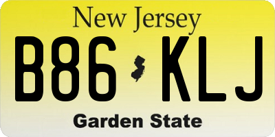 NJ license plate B86KLJ