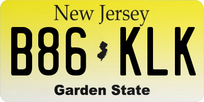 NJ license plate B86KLK