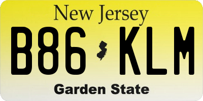 NJ license plate B86KLM