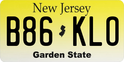 NJ license plate B86KLO