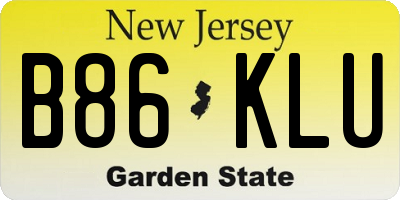 NJ license plate B86KLU