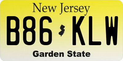 NJ license plate B86KLW