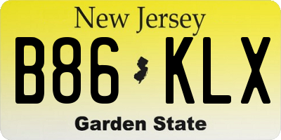 NJ license plate B86KLX