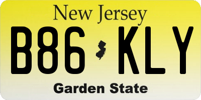 NJ license plate B86KLY