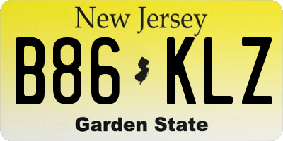 NJ license plate B86KLZ