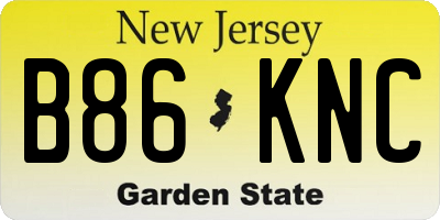 NJ license plate B86KNC
