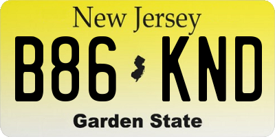 NJ license plate B86KND