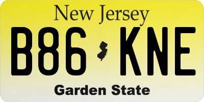 NJ license plate B86KNE