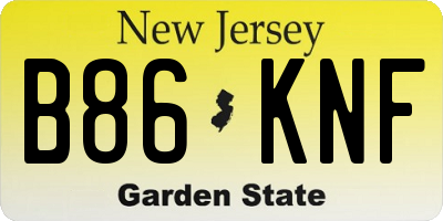 NJ license plate B86KNF
