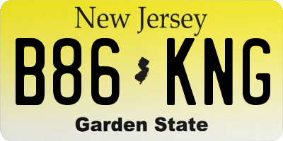 NJ license plate B86KNG