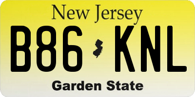NJ license plate B86KNL