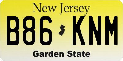 NJ license plate B86KNM