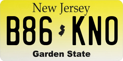 NJ license plate B86KNO