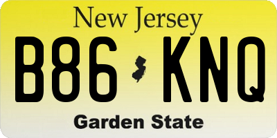 NJ license plate B86KNQ