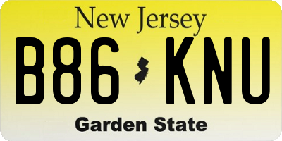 NJ license plate B86KNU