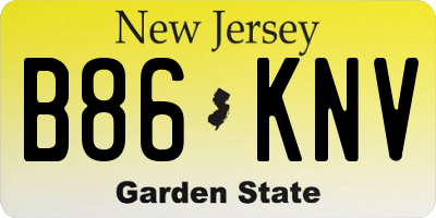 NJ license plate B86KNV