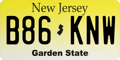 NJ license plate B86KNW