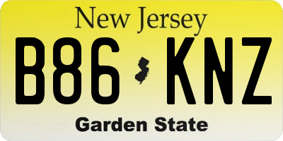 NJ license plate B86KNZ