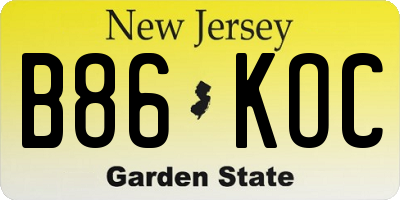 NJ license plate B86KOC