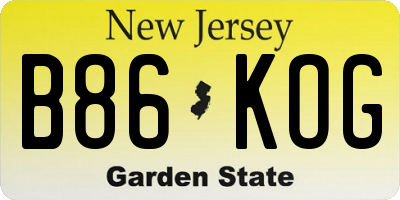 NJ license plate B86KOG