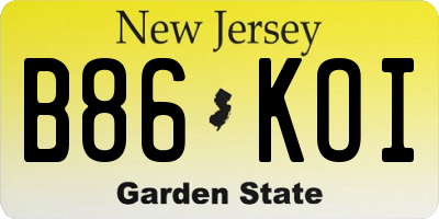 NJ license plate B86KOI