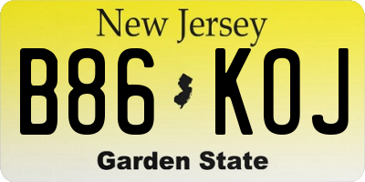 NJ license plate B86KOJ