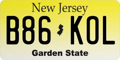 NJ license plate B86KOL
