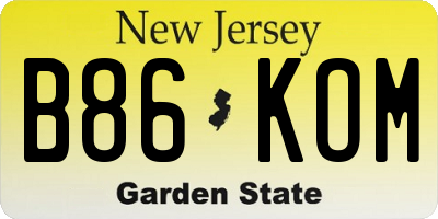 NJ license plate B86KOM