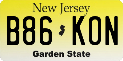 NJ license plate B86KON