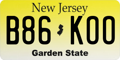NJ license plate B86KOO