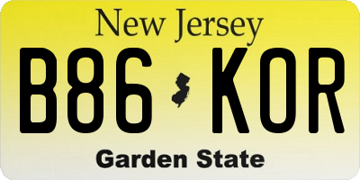 NJ license plate B86KOR