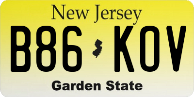 NJ license plate B86KOV