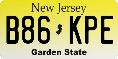 NJ license plate B86KPE