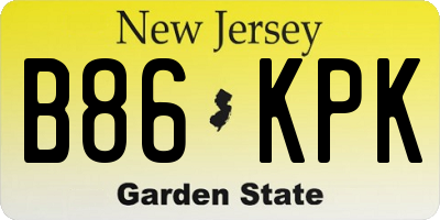 NJ license plate B86KPK
