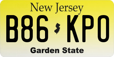 NJ license plate B86KPO
