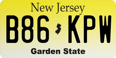 NJ license plate B86KPW