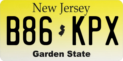 NJ license plate B86KPX