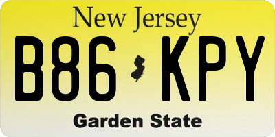 NJ license plate B86KPY