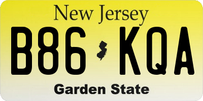 NJ license plate B86KQA