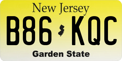NJ license plate B86KQC