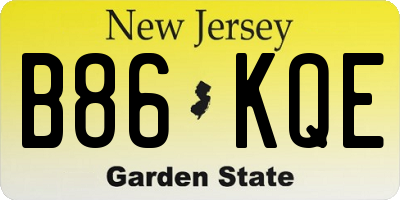 NJ license plate B86KQE