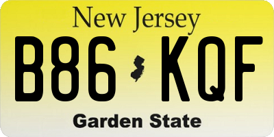 NJ license plate B86KQF