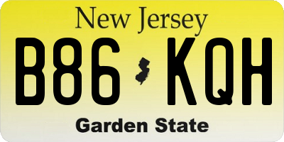 NJ license plate B86KQH
