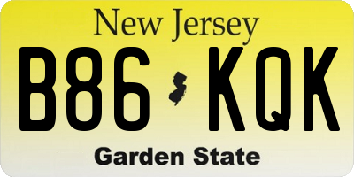 NJ license plate B86KQK