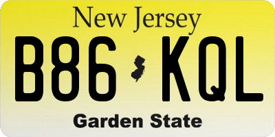NJ license plate B86KQL