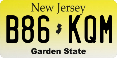 NJ license plate B86KQM