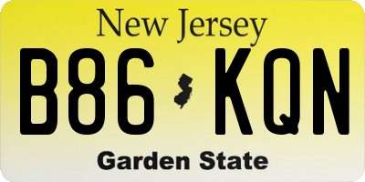 NJ license plate B86KQN