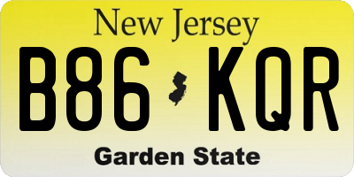NJ license plate B86KQR