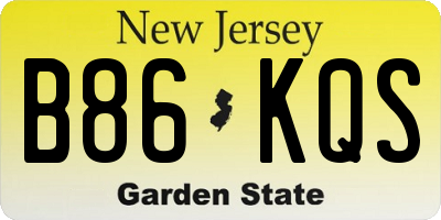 NJ license plate B86KQS