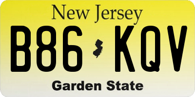NJ license plate B86KQV